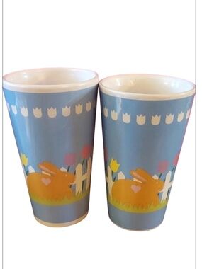 EASTER bunny -  2 Little Bunny With Flowers Coffee Mug in excellent condition